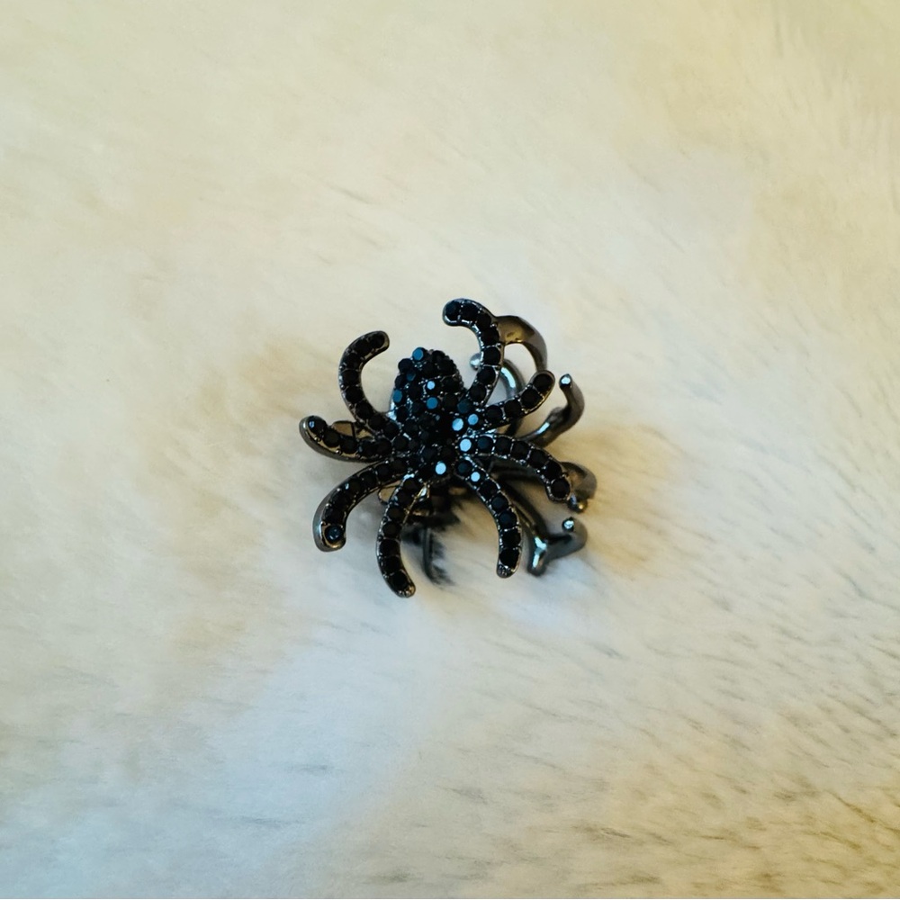 Black Spider Rhinestone Mini Hair Claw Clip
